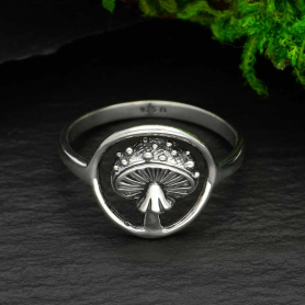 Sterling Silver Agaric Mushroom in a Circle Ring DISCONTINUED