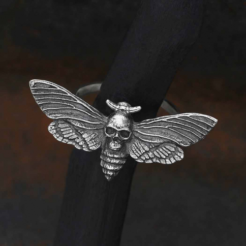 Nina Designs Sterling Silver Realistic Deaths Head Moth Ring