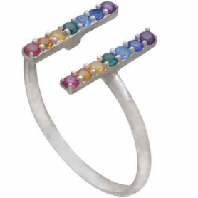 Sterling Silver Adjustable Rainbow Bar Ring