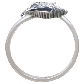 Sterling Silver Adjustable Starfish and Conch Shell Ring