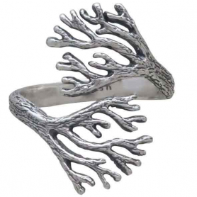 Sterling Silver Adjustable Sea Coral Ring
