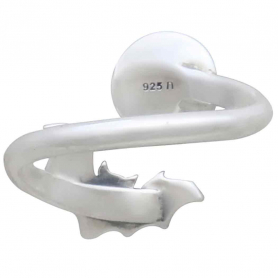 Sterling Silver Adjustable Moon and Bat Ring