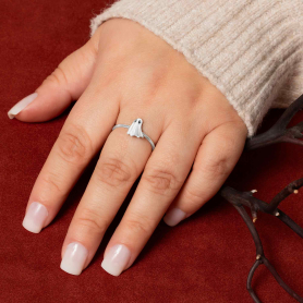 Sterling Silver 3D Ghost Ring on hand