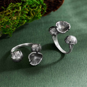 Sterling Silver Adjustable 3D Mushroom Ring