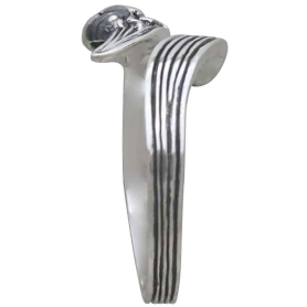 Sterling Silver Adjustable Leaf and Ladybug Ring Side View