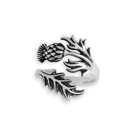 Sterling Silver Adjustable Thistle Ring