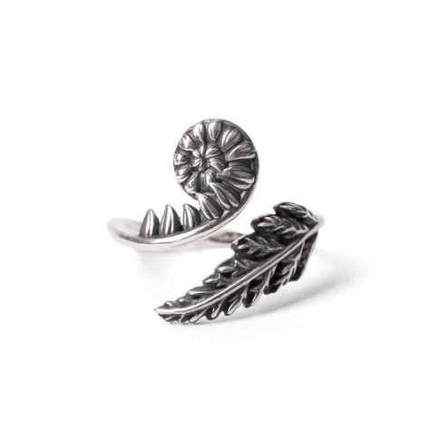 Nina Designs Sterling Silver Adjustable Fern Ring white background