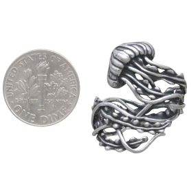Sterling Silver Adjustable Jellyfish Ring with Dime