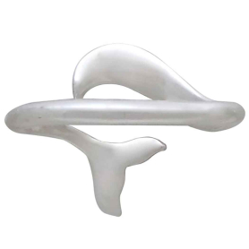 Sterling Silver Adjustable Wave and Whale Tail Ring Back View