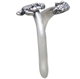 Sterling Silver Adjustable Wave and Crab Ring Side View