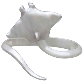 Sterling Silver Adjustable Stingray Ring Front View