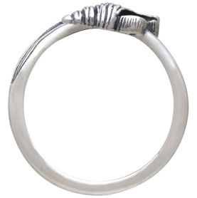 Sterling Silver Adjustable Wave and Shell Ring Top View