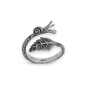 Nina Designs Sterling Silver Adjustable Snail and Leaf Ring white background