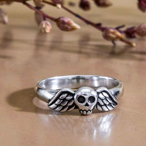 Nina Designs Sterling Silver Winged Skull Ring