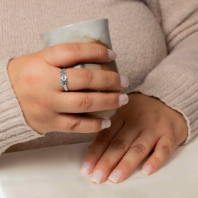 Sterling Silver Winged Skull Ring on hand