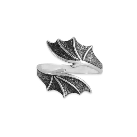 Sterling Silver Adjustable Bypass Dragon Wing Ring