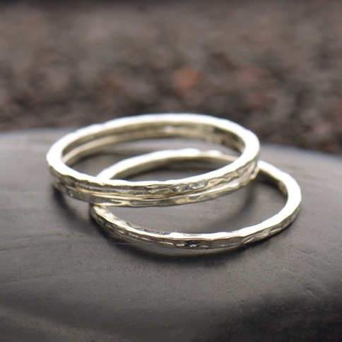 Sterling Silver Hammered Band Stacking Ring