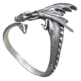 Sterling Silver Adjustable Dragon Ring side view