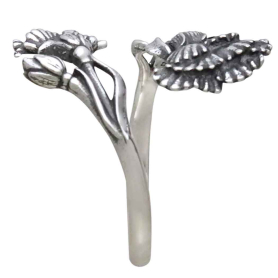 Adjustable Carnation Ring - January Birth Flower Side View