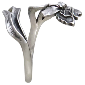 Adjustable Iris Ring - February Birth Flower Side View