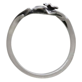 Silver Adjustable Daffodil Ring - March Birthflower Top View