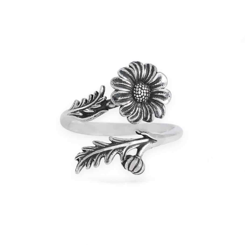Nina Designs Sterling Silver Adjustable Daisy Ring - April Birth Flower