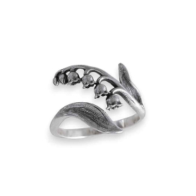 Silver Adjustable Lily of the Valley Ring - May Birth Flower