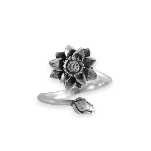 Nina Designs Silver Adjustable Waterlily Ring - July Birth Flower