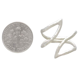 Openwork Hammered Wire Bypass Ring with Dime