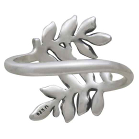 Sterling Silver Adjustable Laurel Wreath Ring Back View