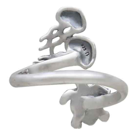 Sterling Silver Adjustable Turtle and Jellyfish Ring Back View
