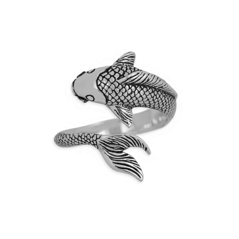 Silver Adjustable Lucky Koi Ring