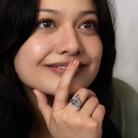 Sterling Silver Adjustable Lucky Koi Ring on model