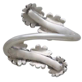 Sterling Silver and Bronze Daisy Bypass Ring Back View