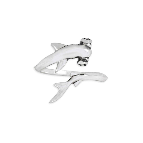 Nina Designs Sterling Silver Adjustable Hammerhead Shark Ring