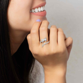 Sterling Silver Adjustable Hammerhead Shark Ring on hand