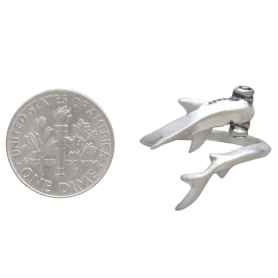 Sterling Silver Adjustable Hammerhead Shark Ring with Dime