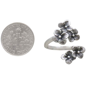 Hydrangea Bypass Ring with Dime