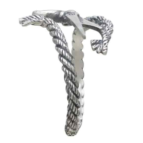 Sterling Silver Adjustable Scissors and Yarn Ring Side View