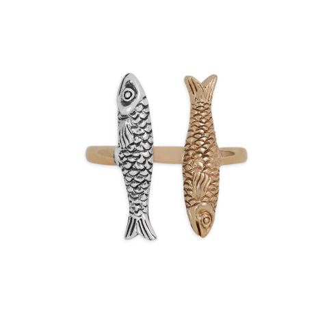 Mixed Metal Adjustable Sardines Ring