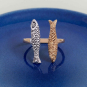 Silver and Bronze Sardines Ring on Blue background