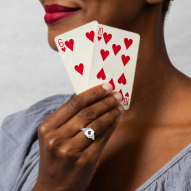 Sterling Silver Ace of Spades Ring on model