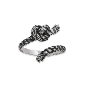 Sterling Silver Adjustable Rope Knot Ring