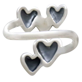 Mixed Metal Five Hearts Adjustable Ring Back View