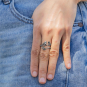 Sterling Silver Bird on Branch Adjustable Ring on hand