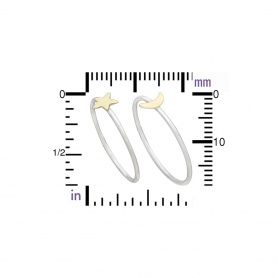 Sterling Silver Ring Set - Bronze Moon and Star Rings