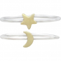 Sterling Silver Ring Set - Bronze Moon and Star Rings