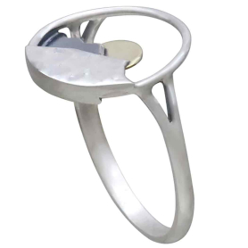 Silver Circle Layered Mountain Ring with Bronze Sun side view