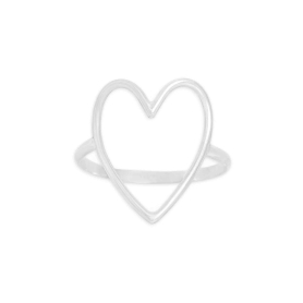 Sterling Silver Large Wire Heart Ring