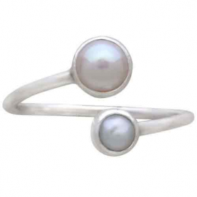 Sterling Silver Adjustable Pearl Ring
